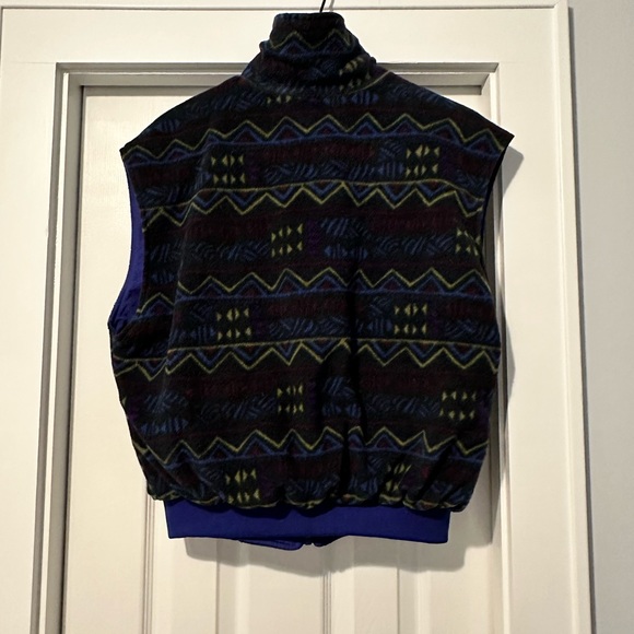 Vintage Columbia Reversible Fleece Lined Vest Tribal Aztec Geometric Pattern - Picture 4 of 6